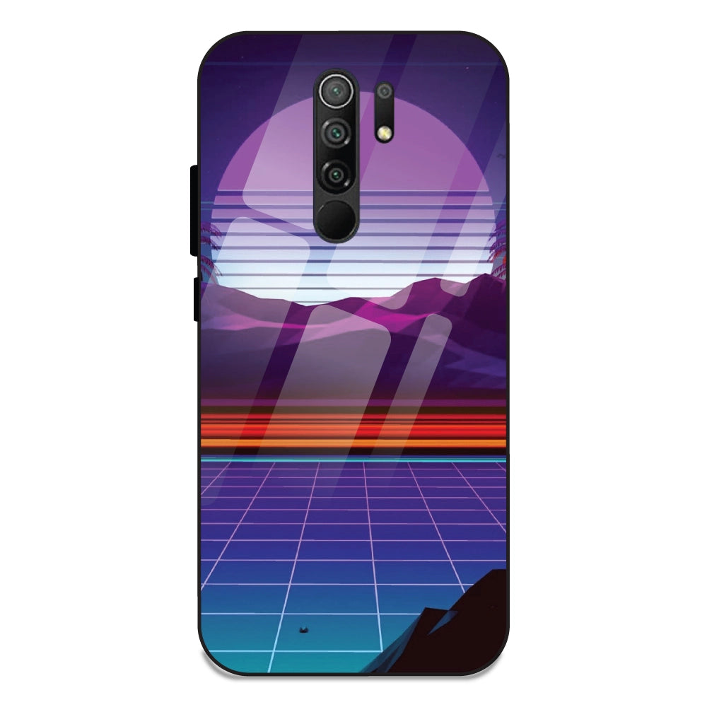 Electrofloor Synthwave - Glass Cases For Redmi 9 Prime