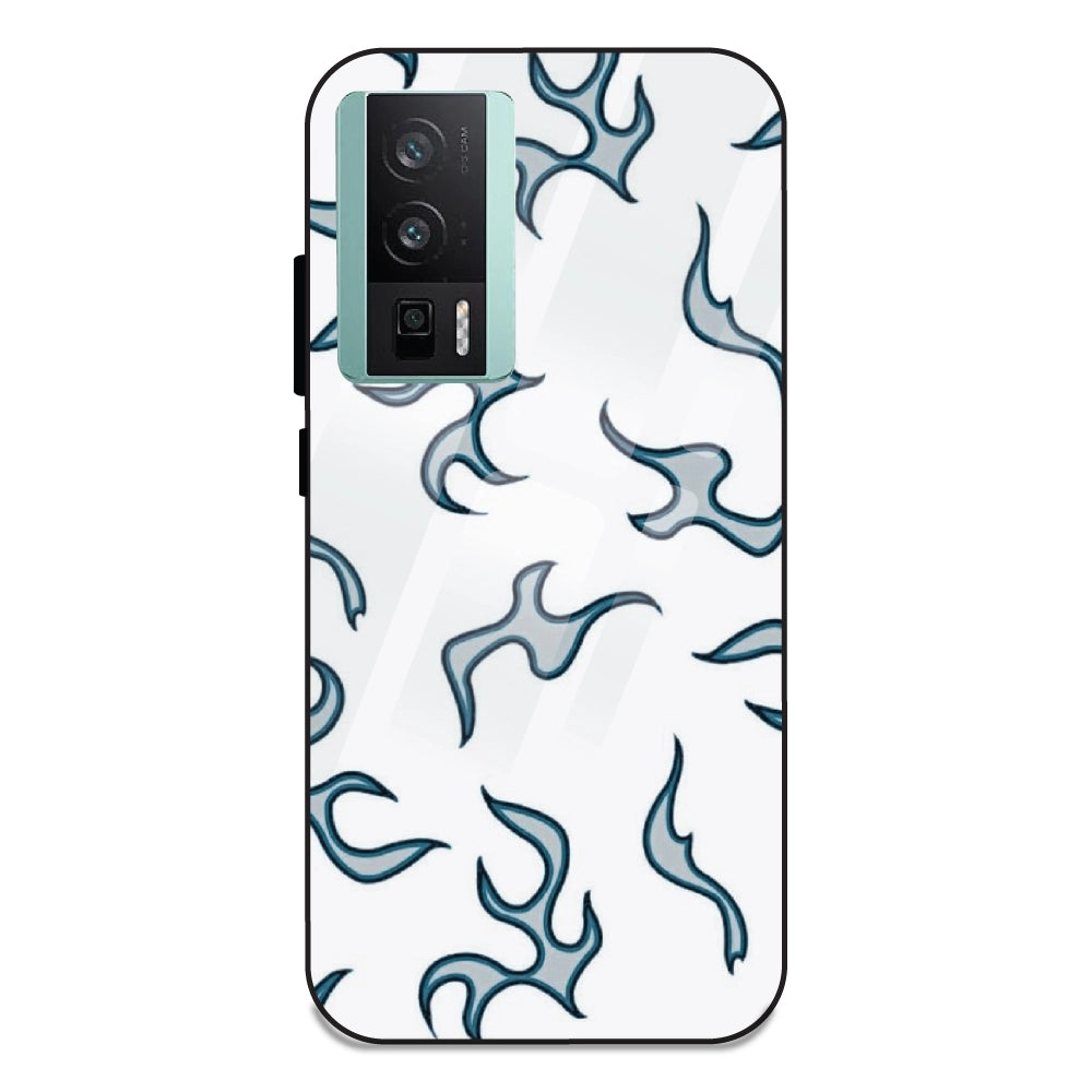White And Blue Flames - Glass Case For Redmi K60