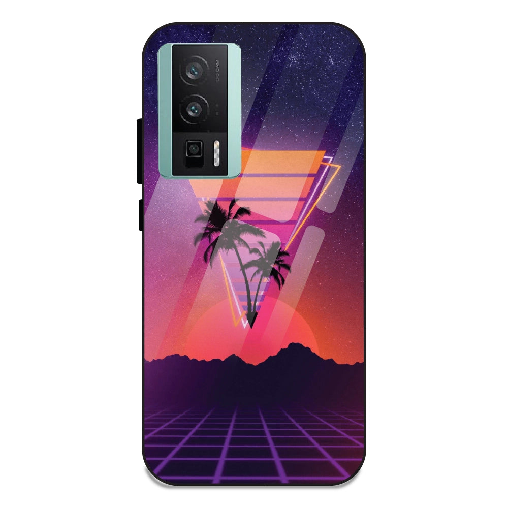 Sunset Grid Synthwave - Glass Cases For Redmi K60