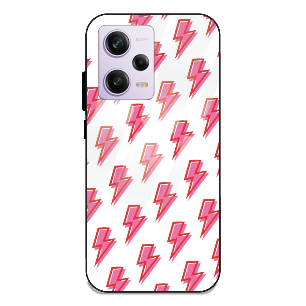Pink Lightning Bolts - Glass Case For Redmi Note 12 Pro Plus