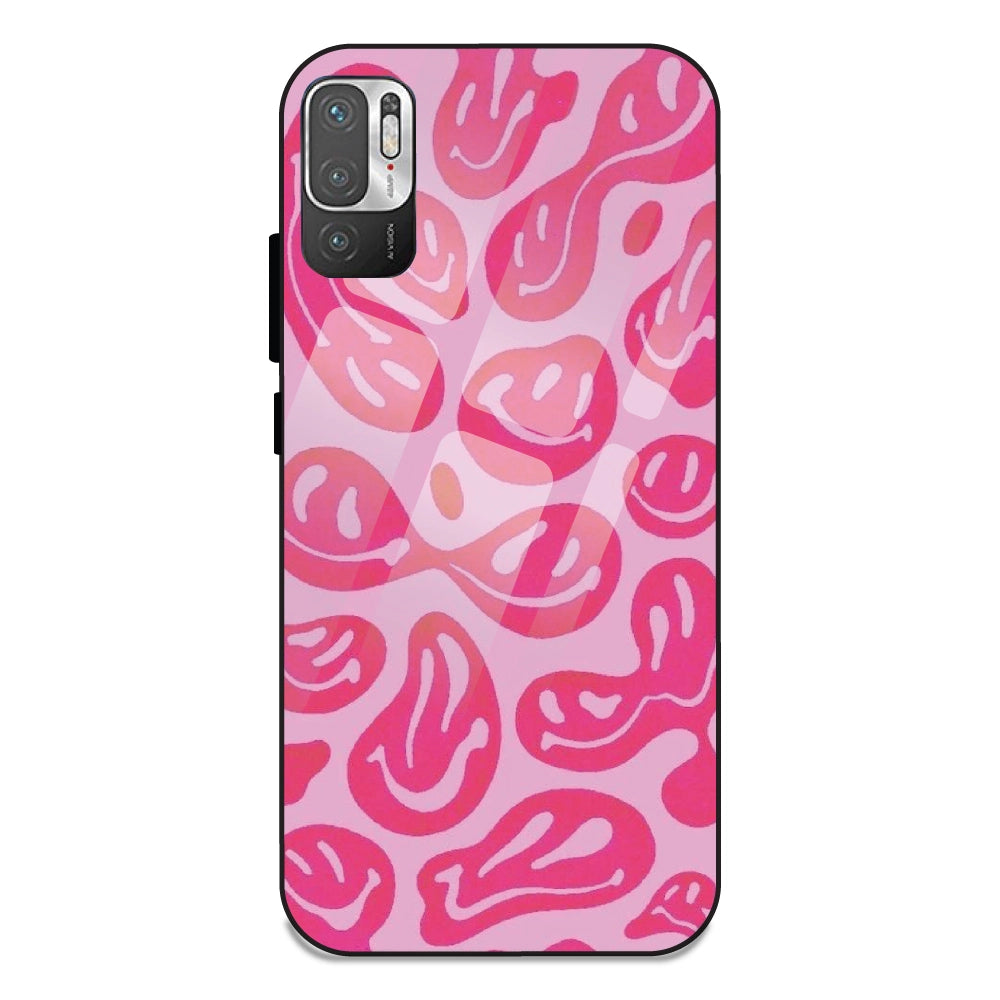 Pink Smilies - Glass Case For Redmi Note 10 5G