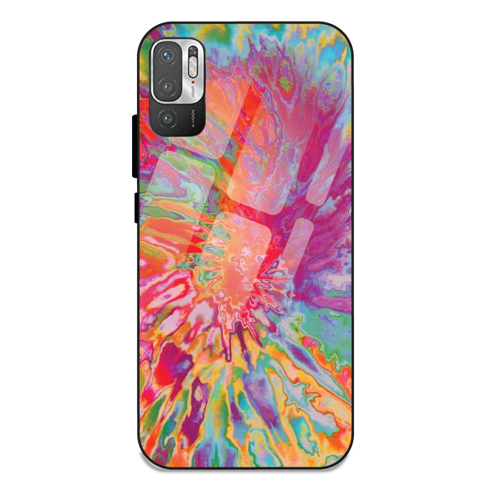 Orange Splash Tie Dye - Glass Case For Redmi Note 10 5G