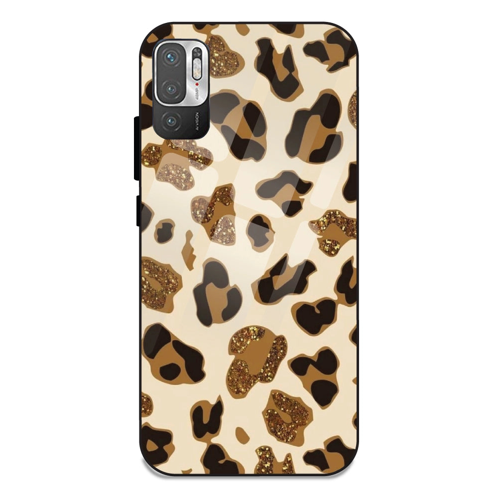 Leopard Glitter Print - Glass Case For Redmi Note 10 5G