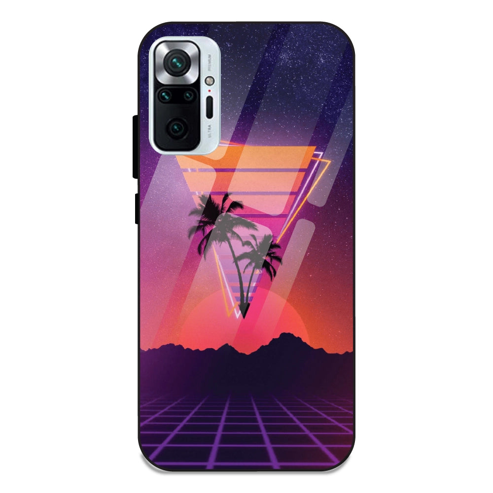 Sunset Grid Synthwave - Glass Cases For Redmi Note 10 Pro Max