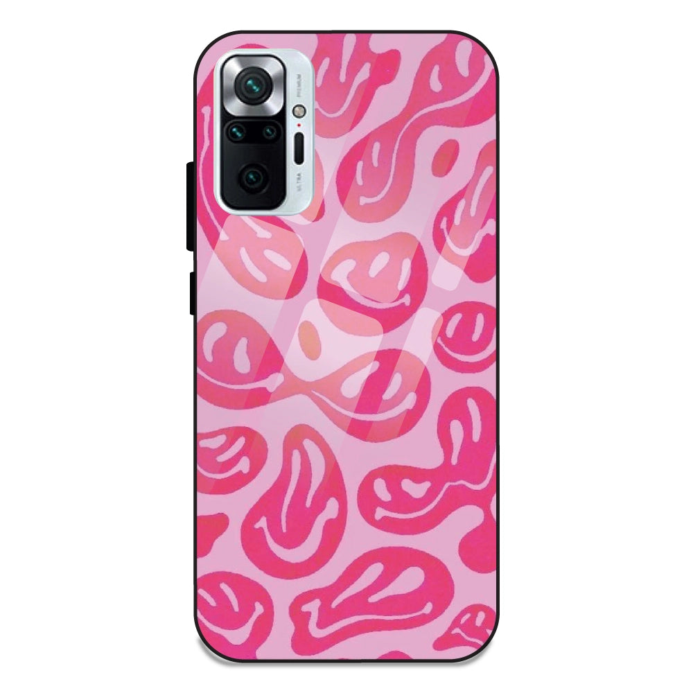 Pink Smilies - Glass Case For Redmi Note 10 Pro