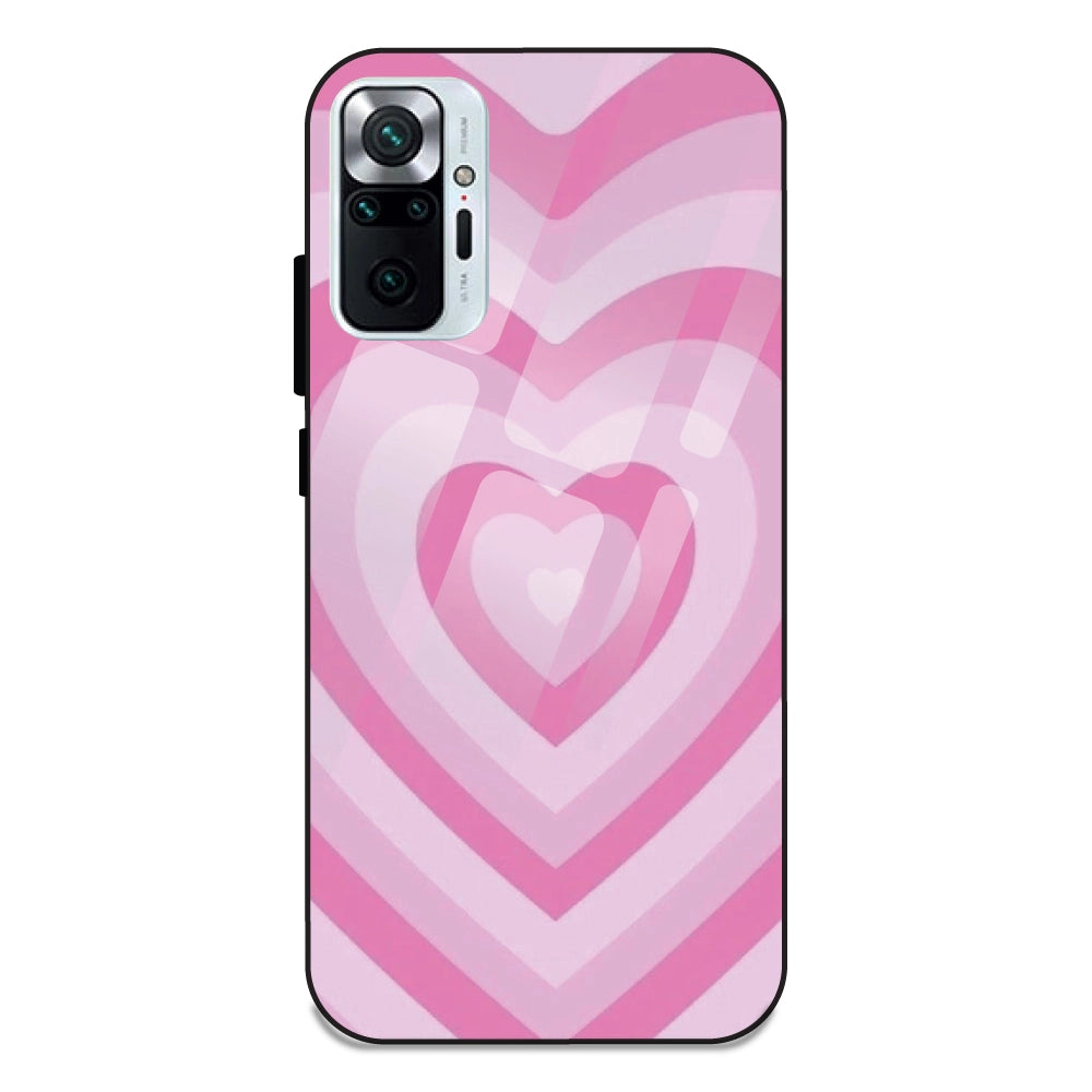 Pink Hearts - Glass Case For Redmi Note 10 Pro