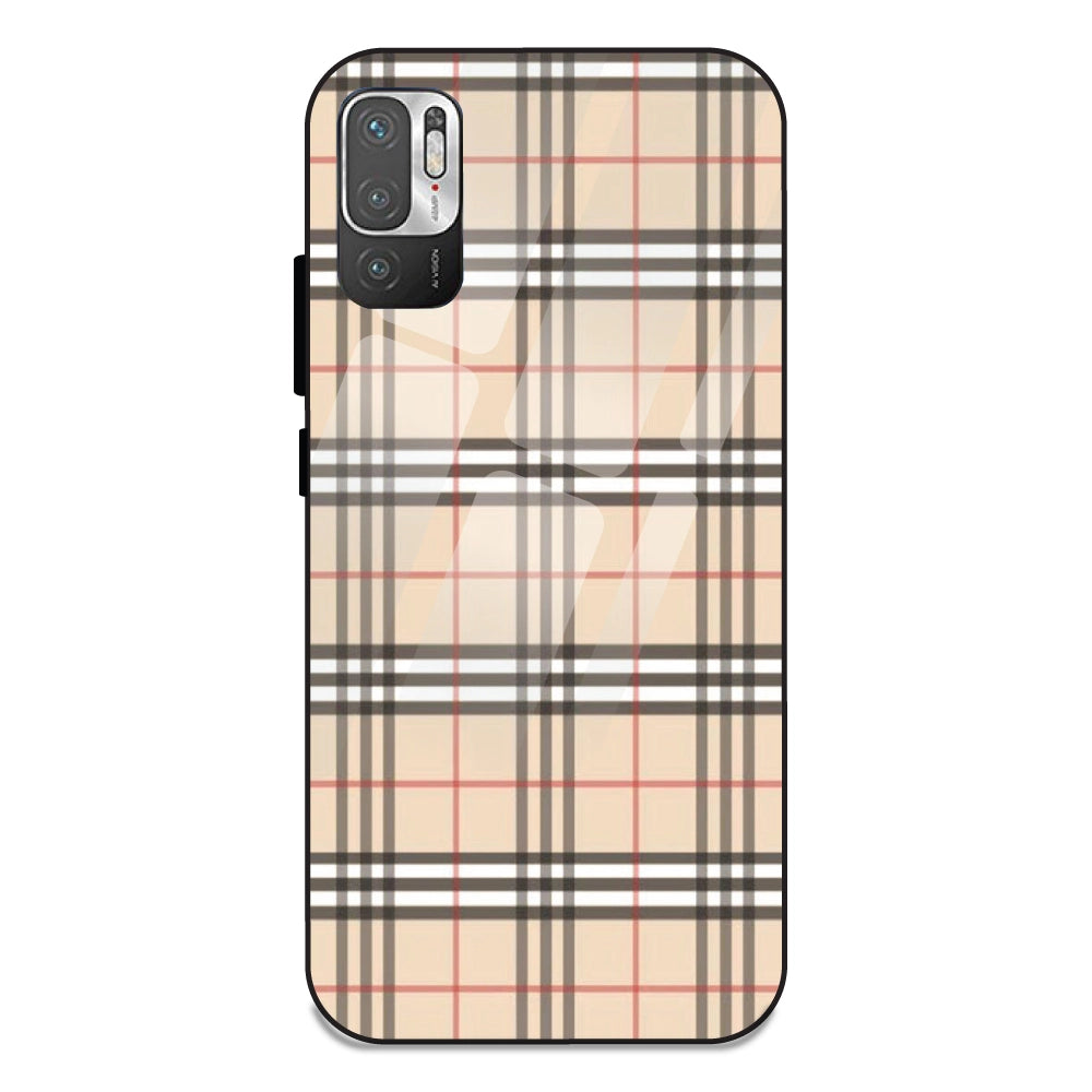 Yellow Checks - Glass Case For Redmi Note 10 5G
