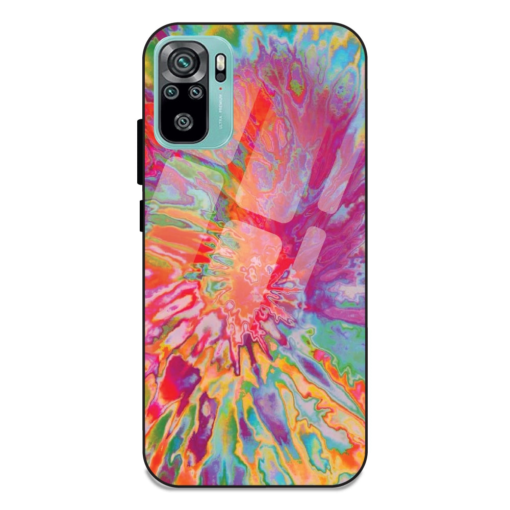 Orange Splash Tie Dye - Glass Case For Redmi Note 10