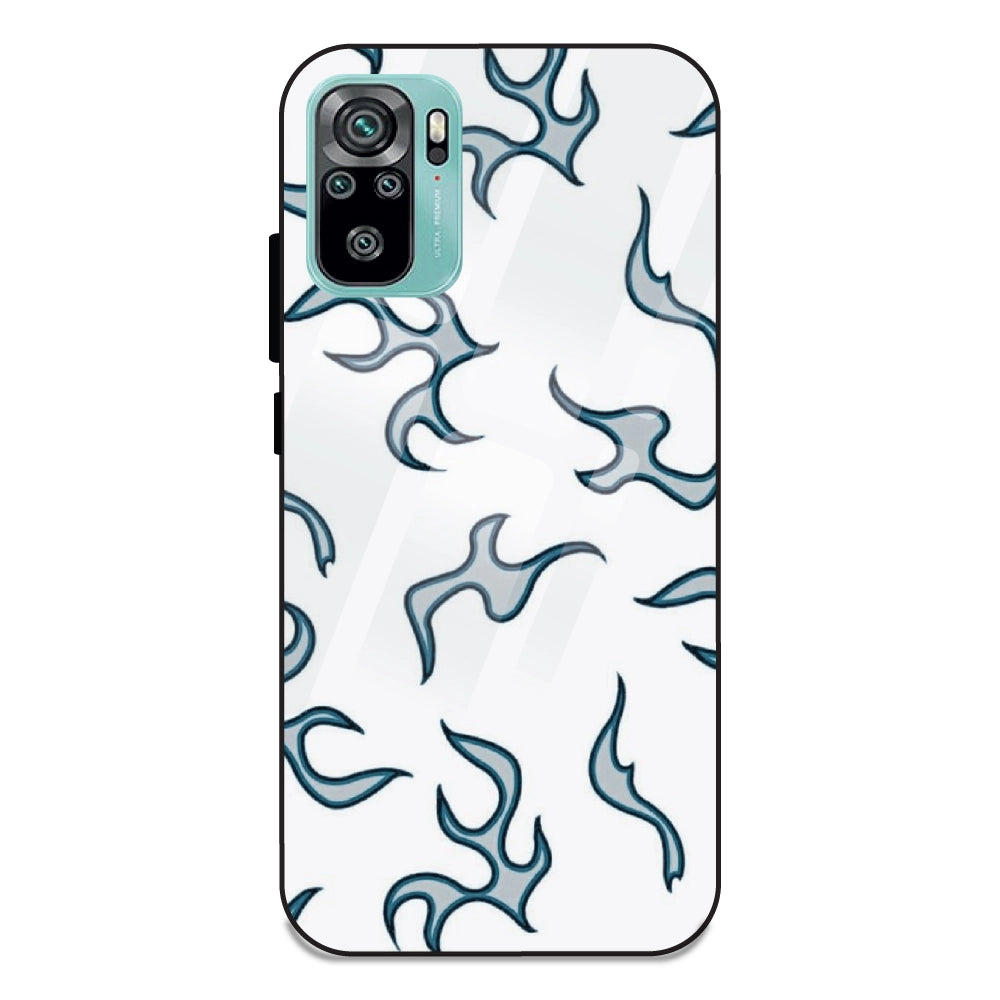 White And Blue Flames - Glass Case For Redmi Note 10