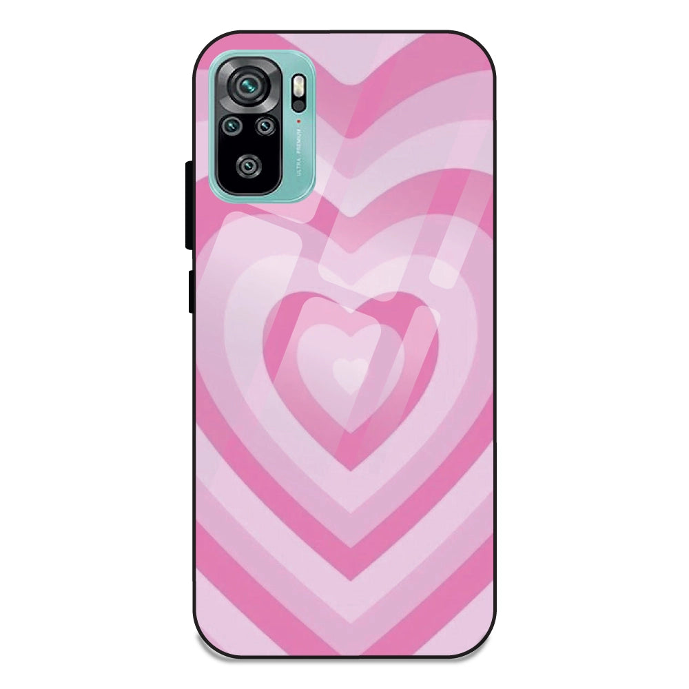Pink Hearts - Glass Case For Redmi Note 10