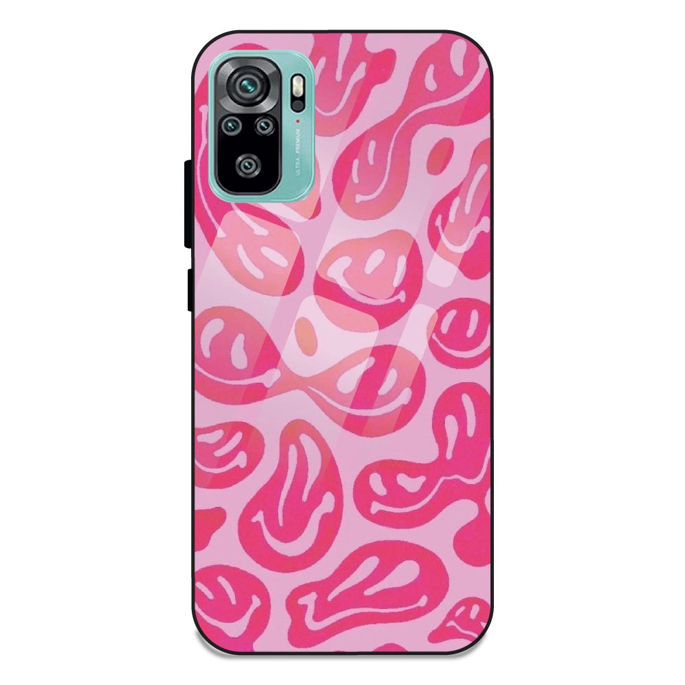 Pink Smilies - Glass Case For Redmi Note 10