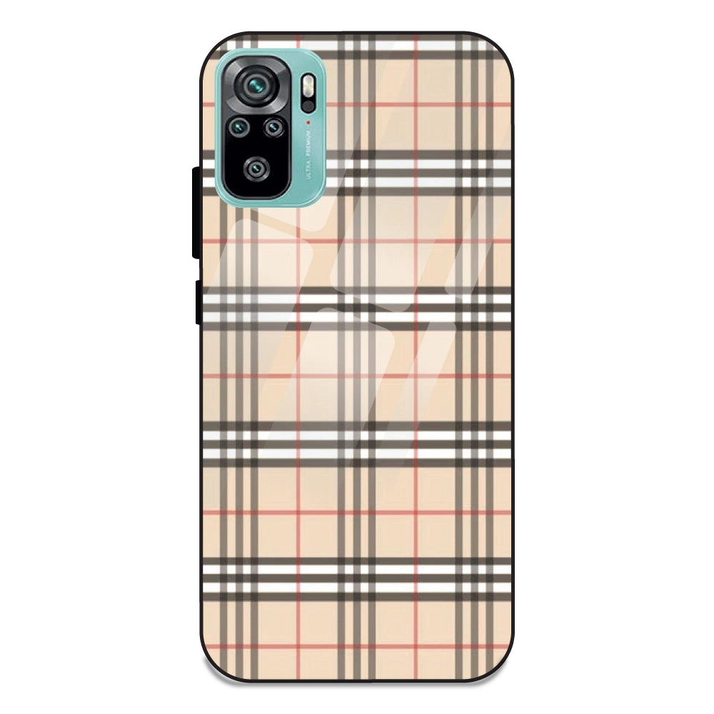 Yellow Checks - Glass Case For Redmi Note 10