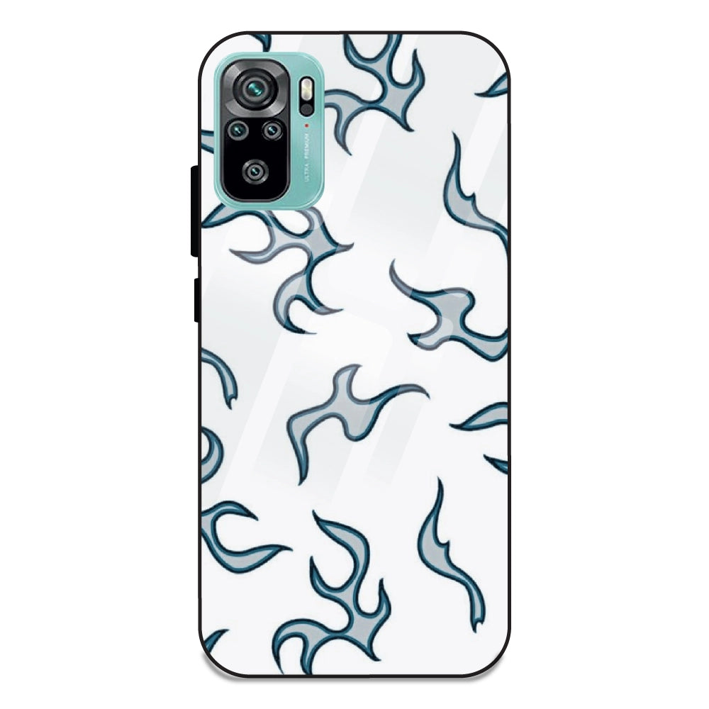 White And Blue Flames - Glass Case For Redmi Note 10S