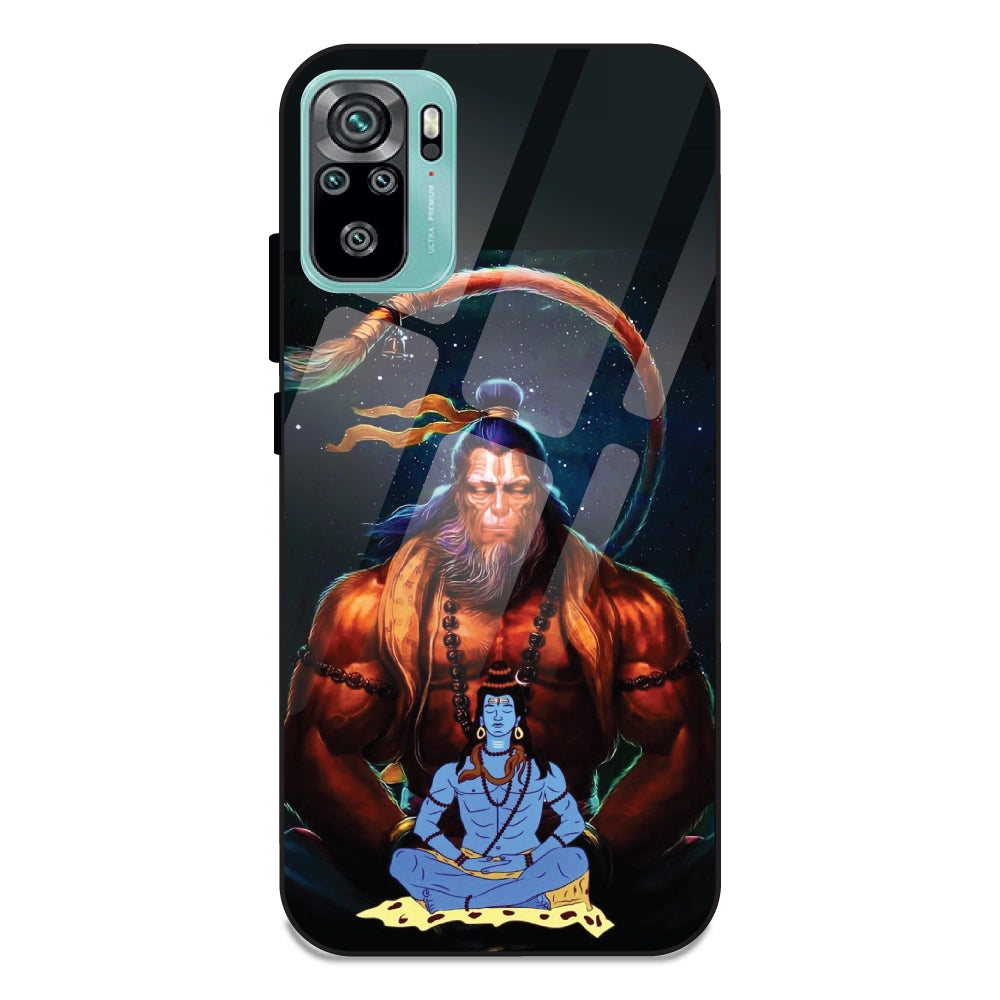 Lord Shiva & Lord Hanuman - Glass Cases For Redmi Note 10S