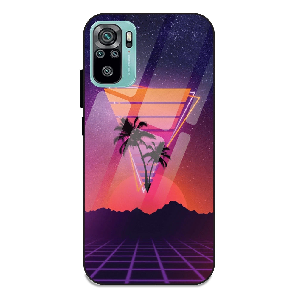 Sunset Grid Synthwave - Glass Cases For Redmi Note 10S