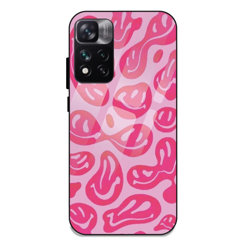 Pink Smilies - Glass Case For Redmi Note 11 5G