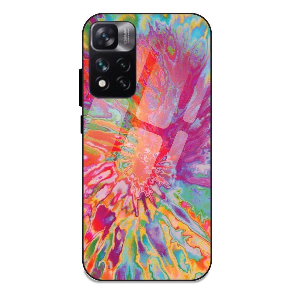 Orange Splash Tie Dye - Glass Case For Redmi Note 11 5G