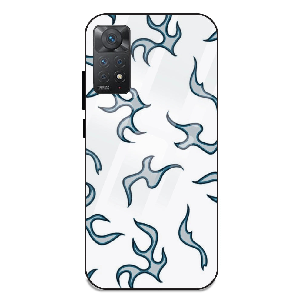 White And Blue Flames - Glass Case For Redmi 11 Pro 4G