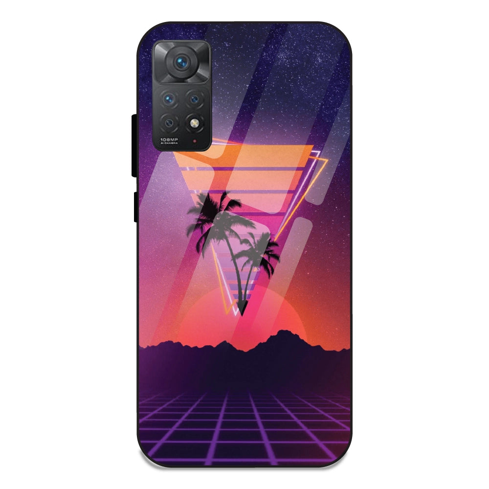 Sunset Grid Synthwave - Glass Cases For Redmi 11 Pro 4G