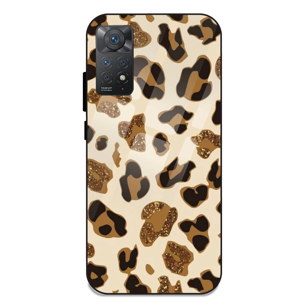 Leopard Glitter Print - Glass Case For Redmi 11 Pro 4G