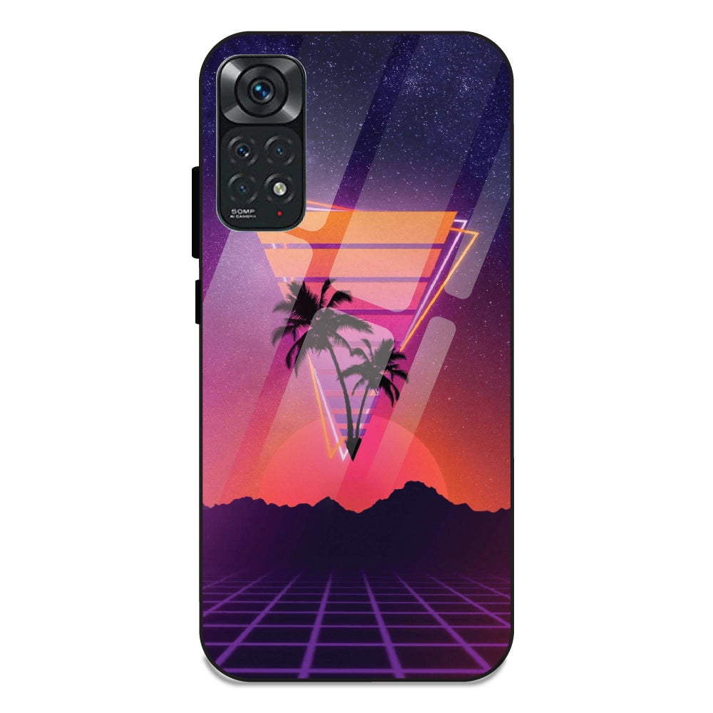 Sunset Grid Synthwave - Glass Cases For Redmi Note 11