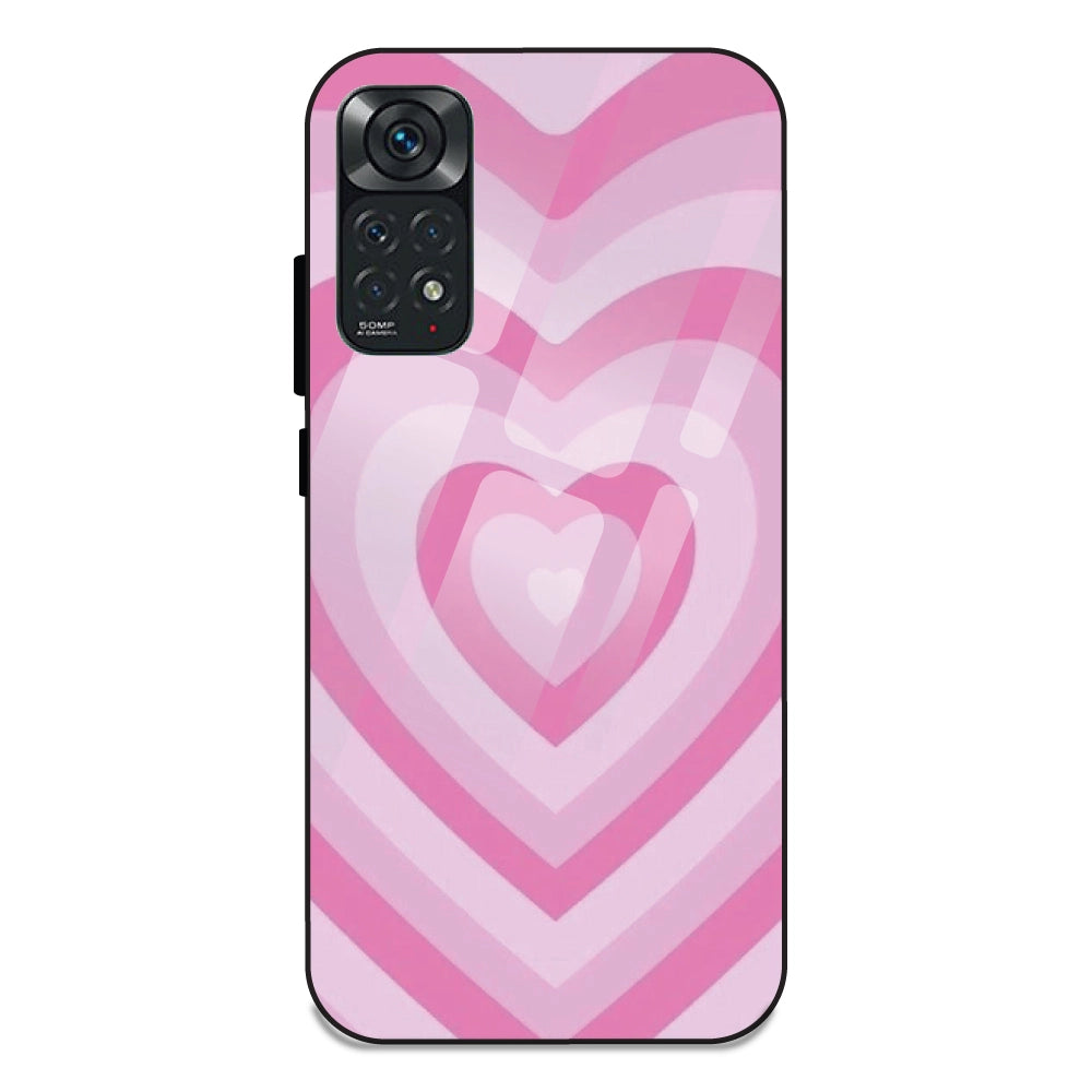 Pink Hearts - Glass Case For Redmi Note 11