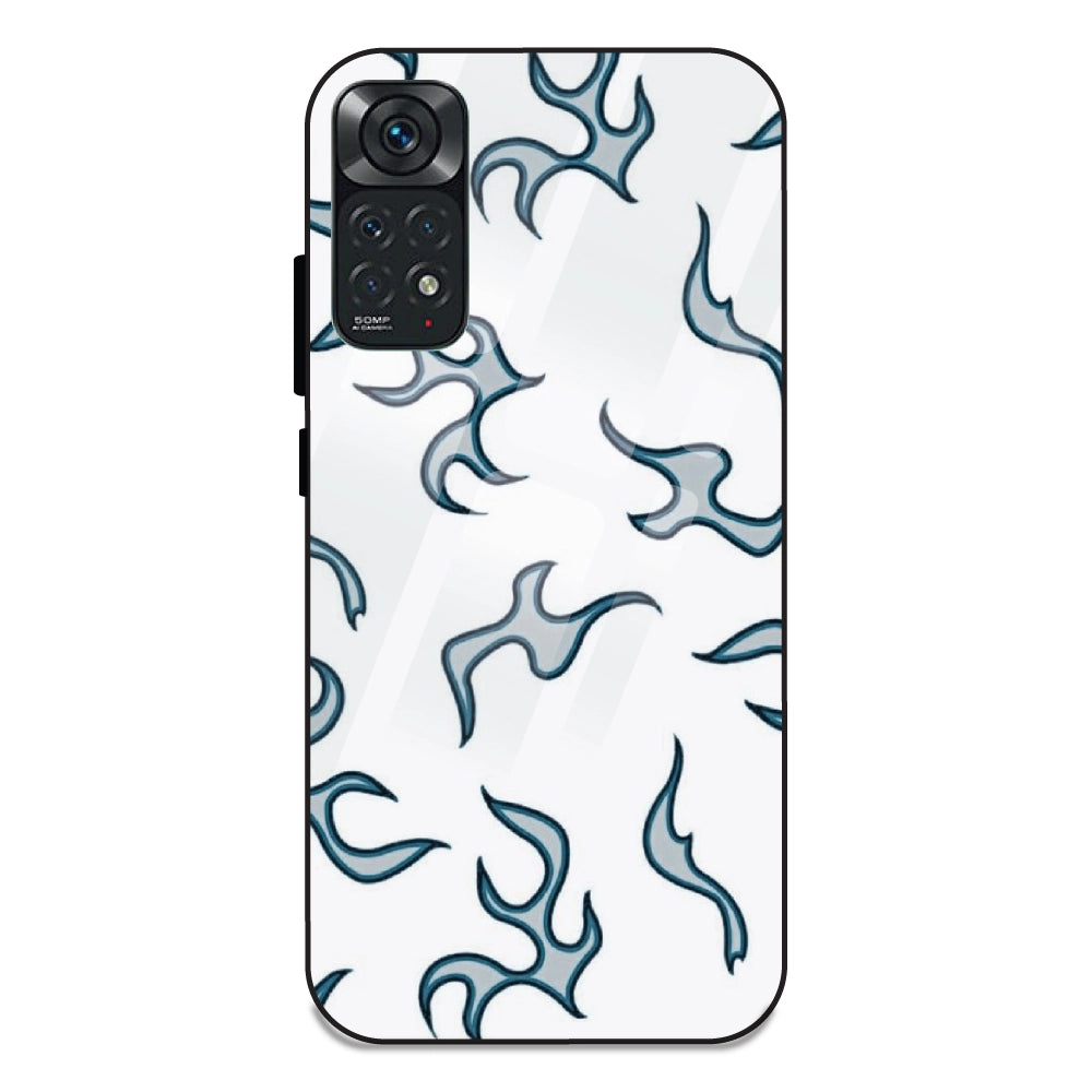 White And Blue Flames - Glass Case For Redmi Note 11