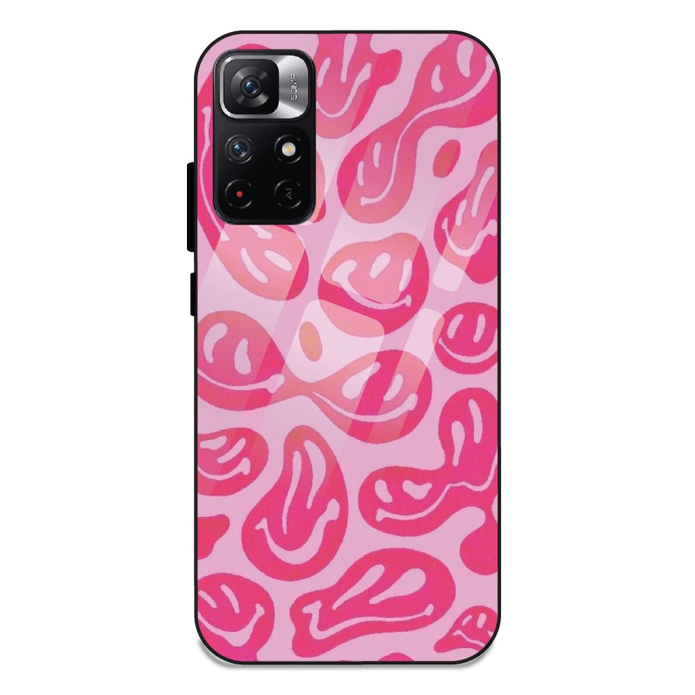 Pink Smilies - Glass Case For Redmi Note 11T
