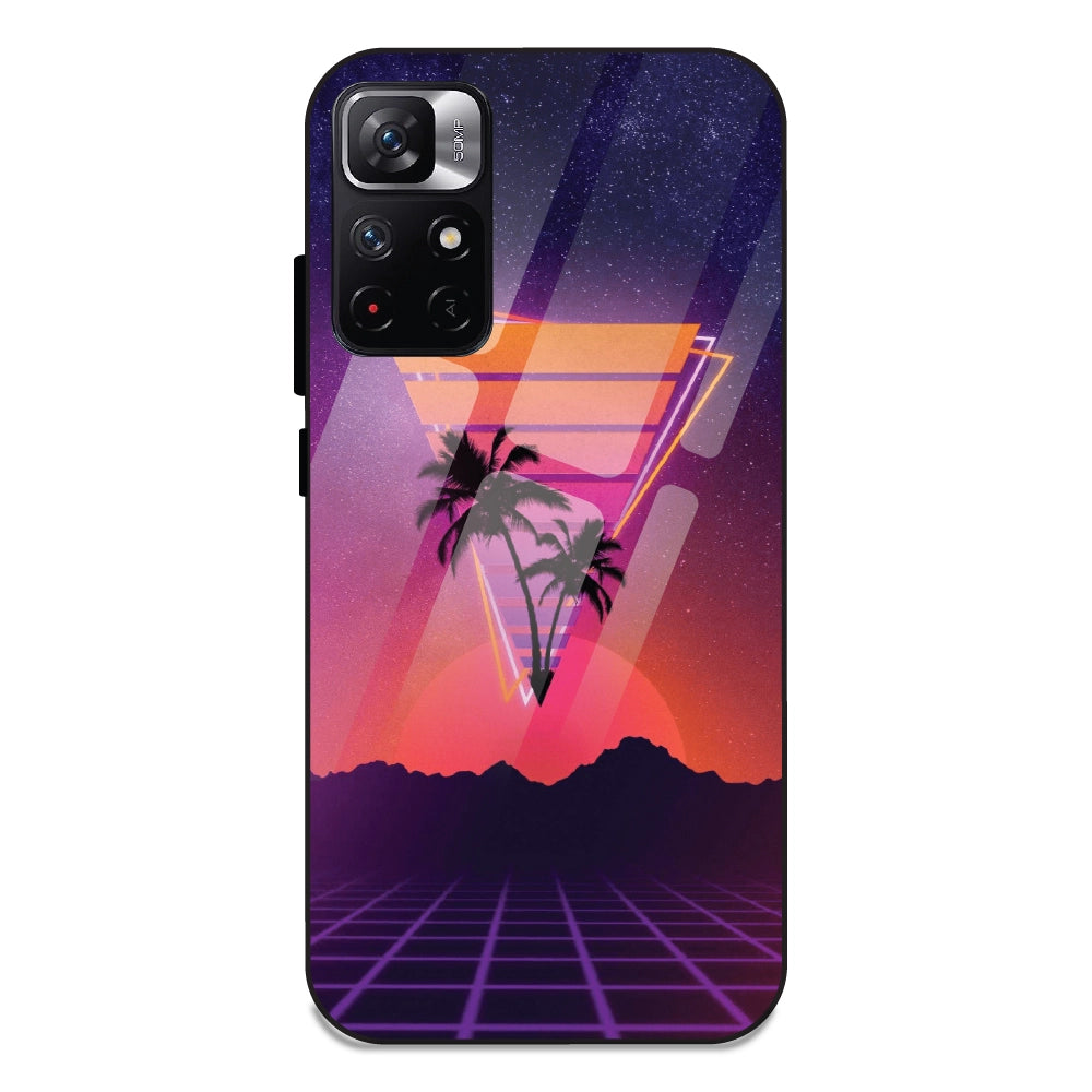 Sunset Grid Synthwave - Glass Cases For Redmi Note 11T