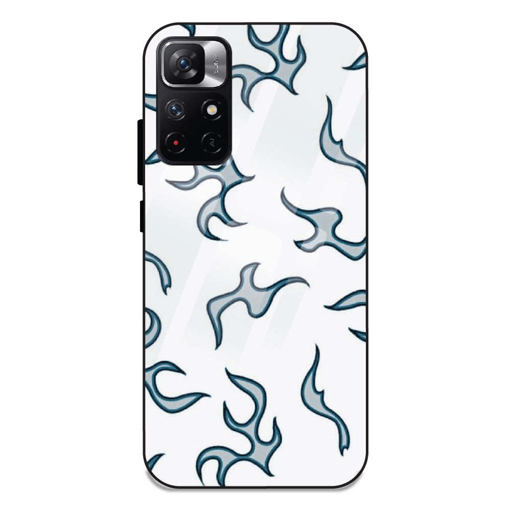 White And Blue Flames - Glass Case For Redmi Note 11T