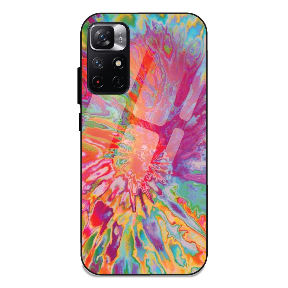 Orange Splash Tie Dye - Glass Case For Redmi Note 11T