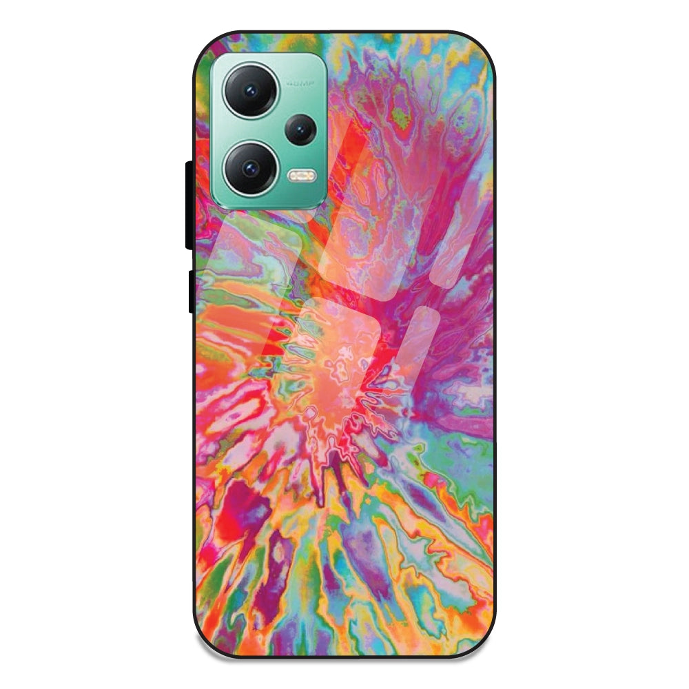 Orange Splash Tie Dye - Glass Case For Redmi Note 12 5G