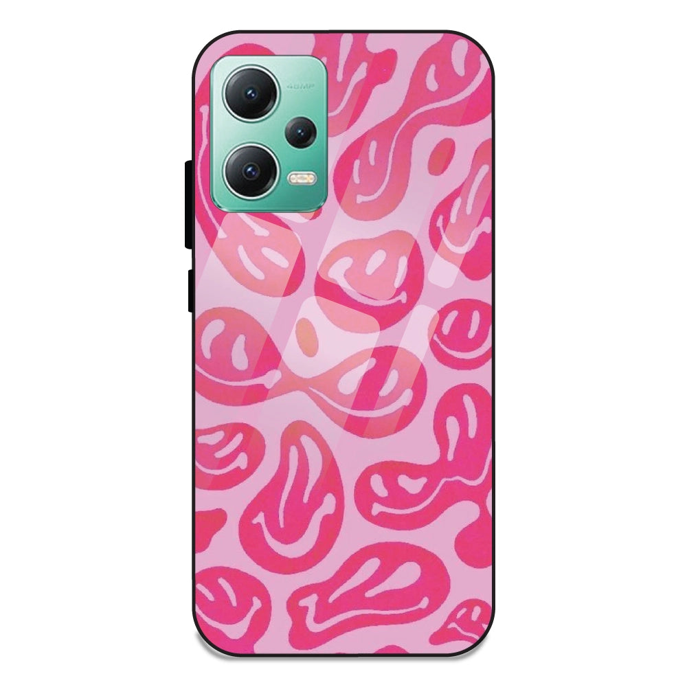 Pink Smilies - Glass Case For Redmi Note 12 5G