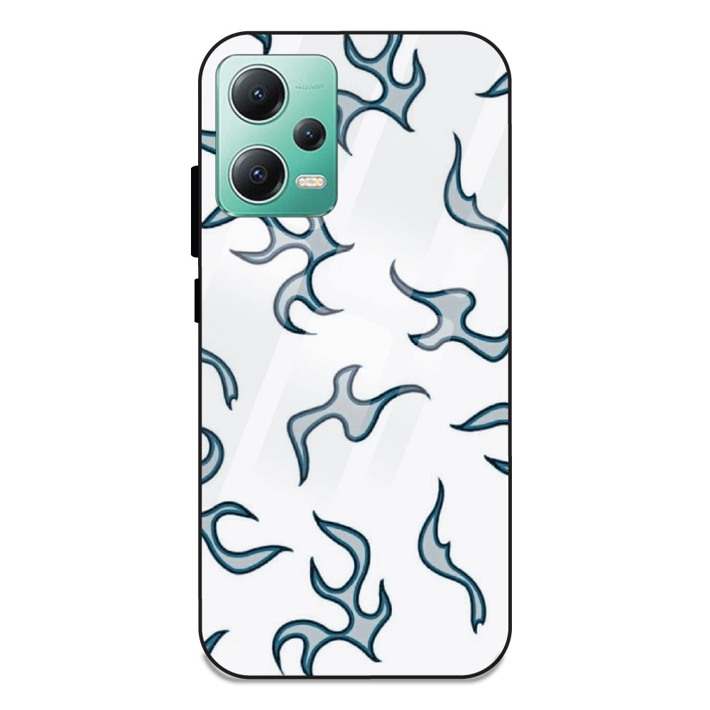White And Blue Flames - Glass Case For Redmi Note 12 5G