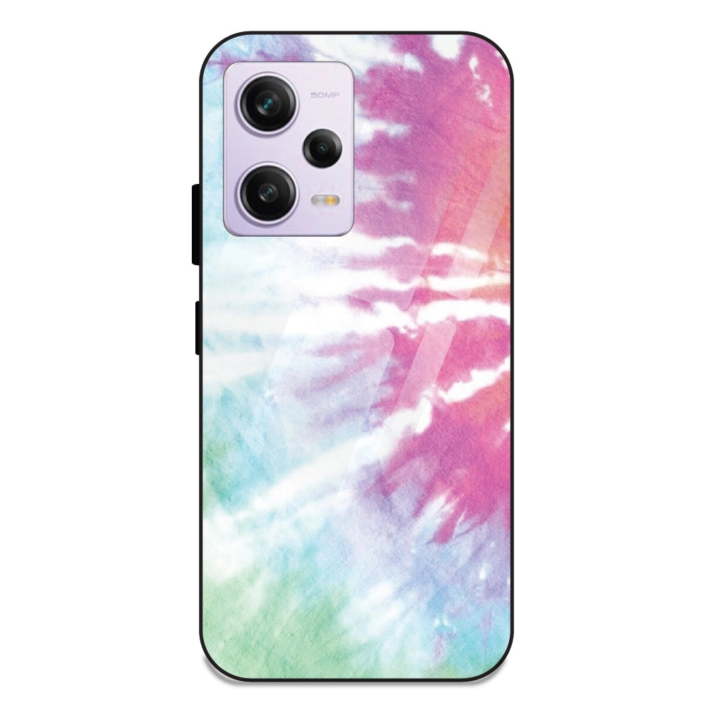 3 Color Splash Tie Dye - Glass Case For Redmi Note 12 Pro