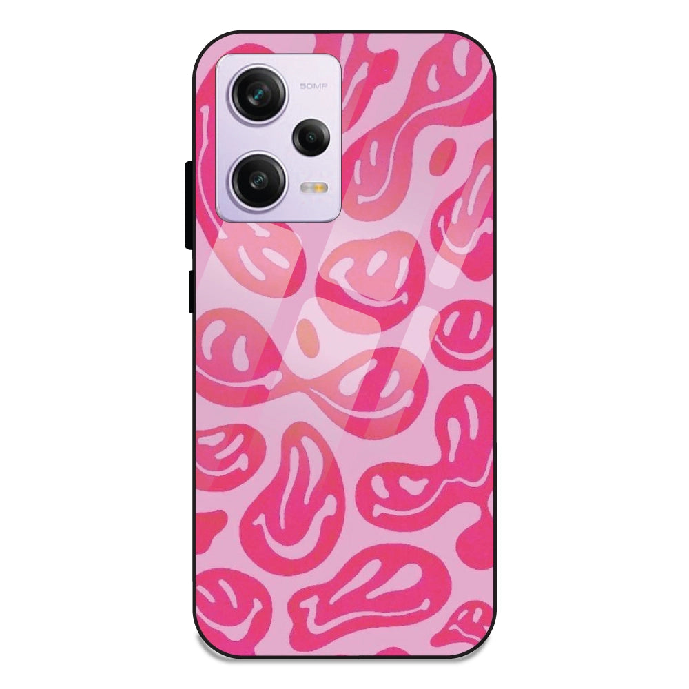 Pink Smilies - Glass Case For Redmi Note 12 Pro Plus
