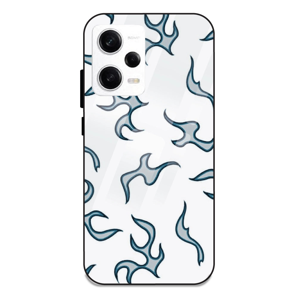 White And Blue Flames - Glass Case For Redmi Note 12 Pro