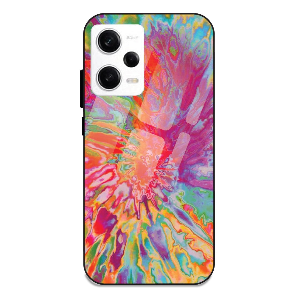 Orange Splash Tie Dye - Glass Case For Redmi Note 12 Pro