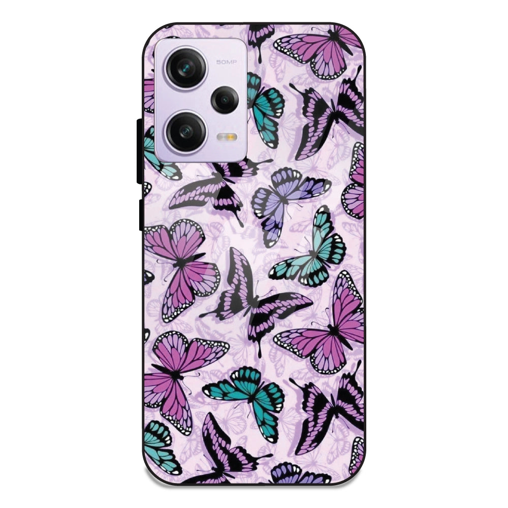Purple Butterflies - Glass Case For Redmi Note 12 Pro Plus