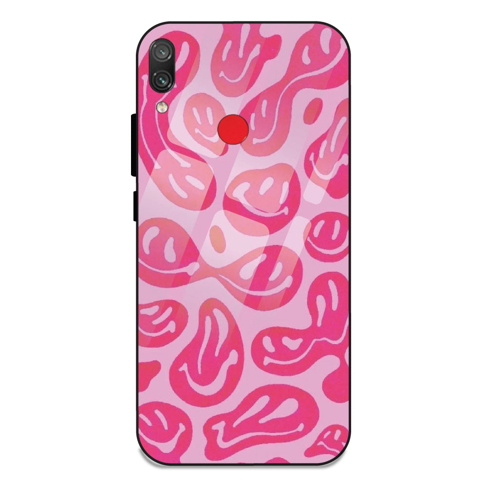 Pink Smilies - Glass Case For Redmi Note 7 Pro