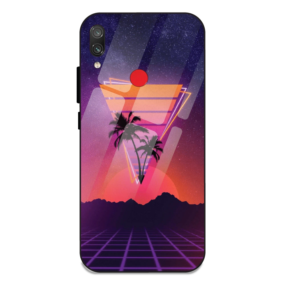 Sunset Grid Synthwave - Glass Cases For Redmi Note 7