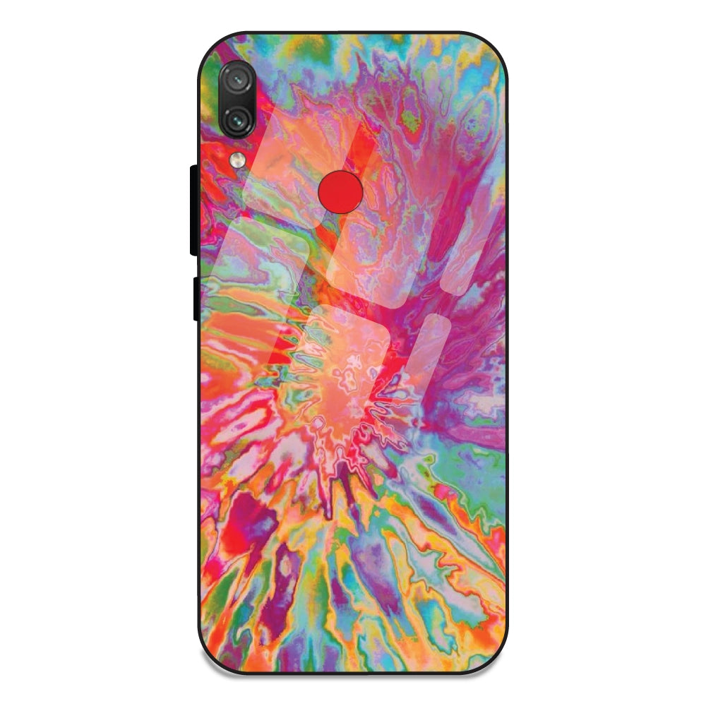 Orange Splash Tie Dye - Glass Case For Redmi Note 7