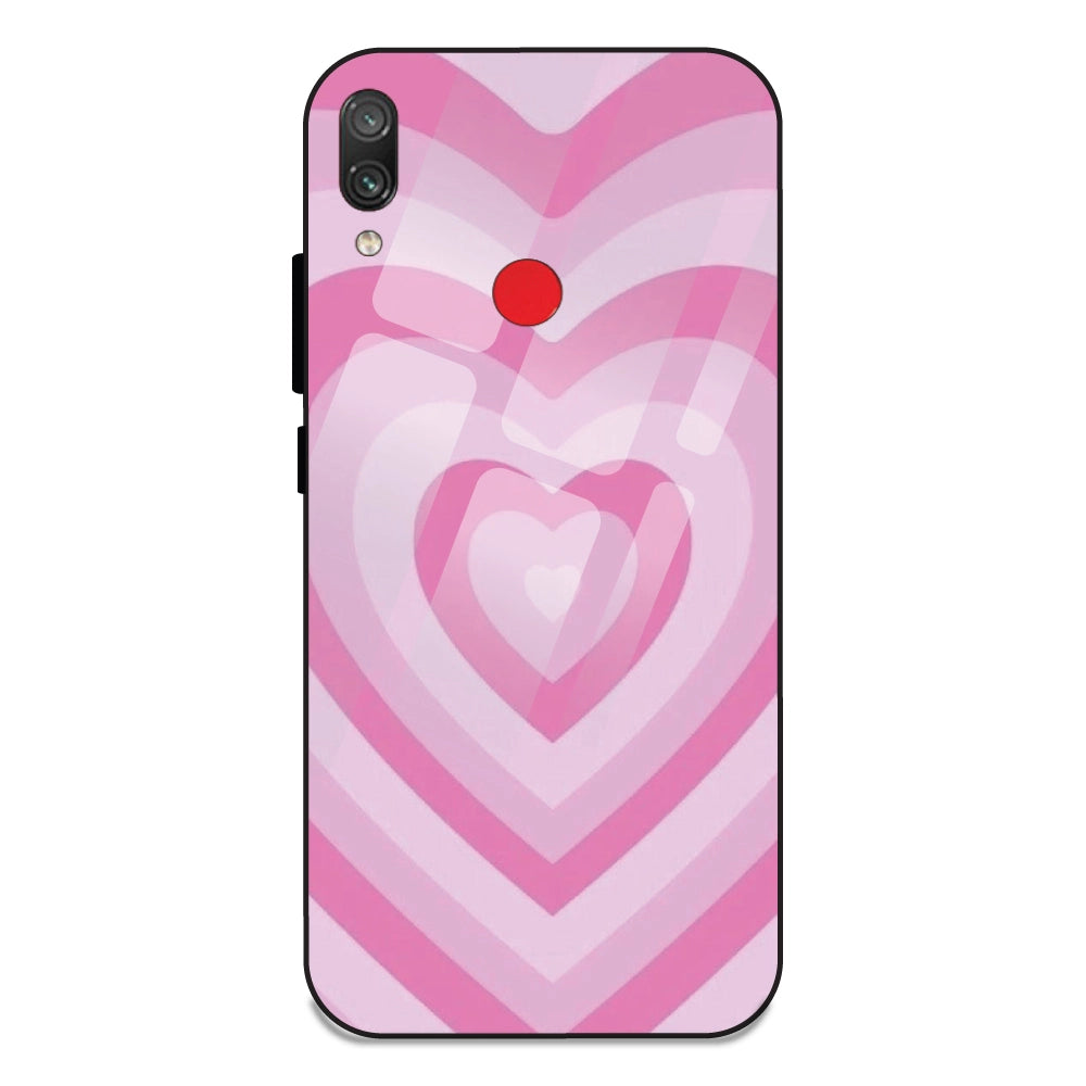 Pink Hearts - Glass Case For Redmi Note 7S