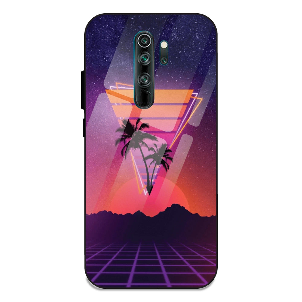 Sunset Grid Synthwave - Glass Cases For Note 8 Pro