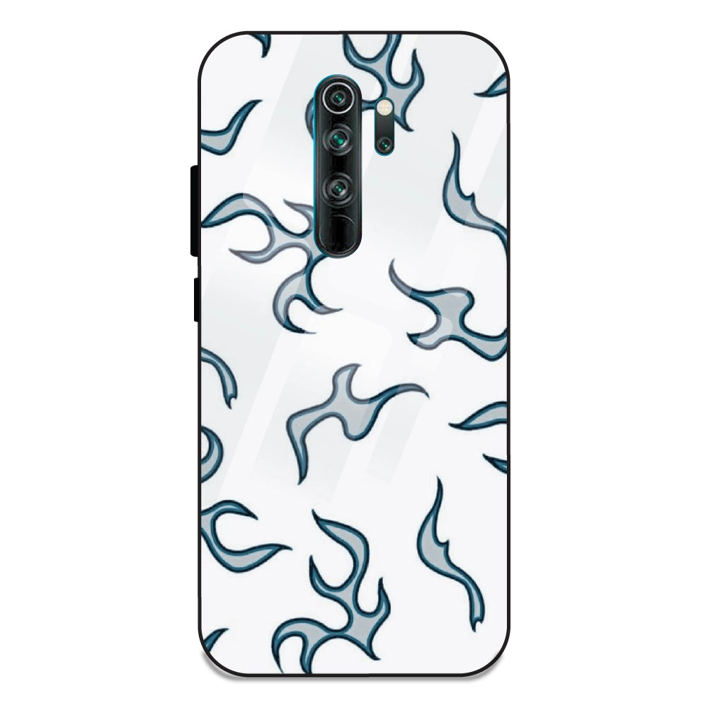 White And Blue Flames - Glass Case For Note 8 Pro