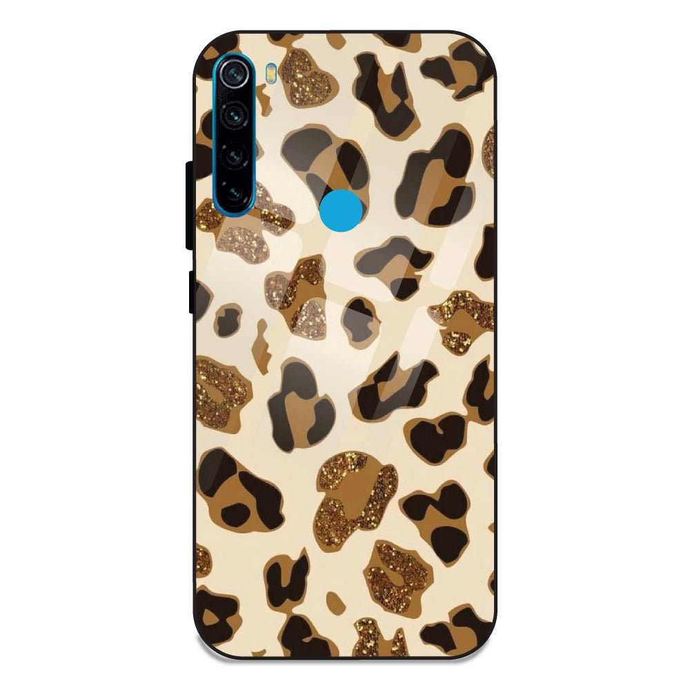 Leopard Glitter Print - Glass Case For Redmi Note 8