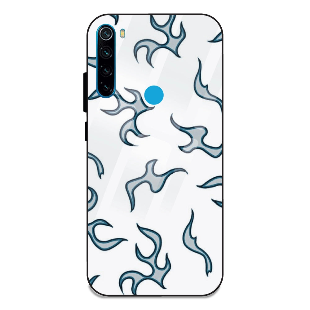 White And Blue Flames - Glass Case For Redmi Note 8