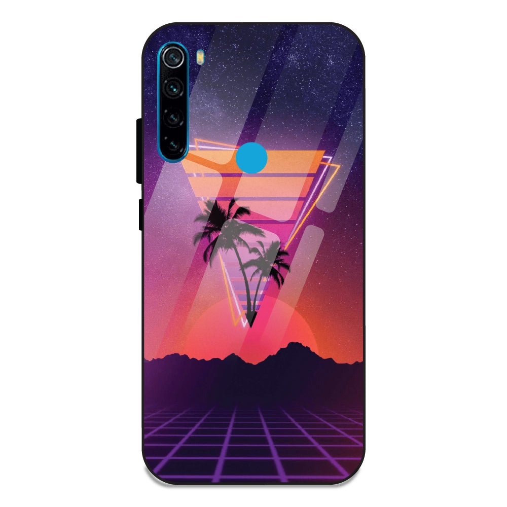 Sunset Grid Synthwave - Glass Cases For Redmi Note 8
