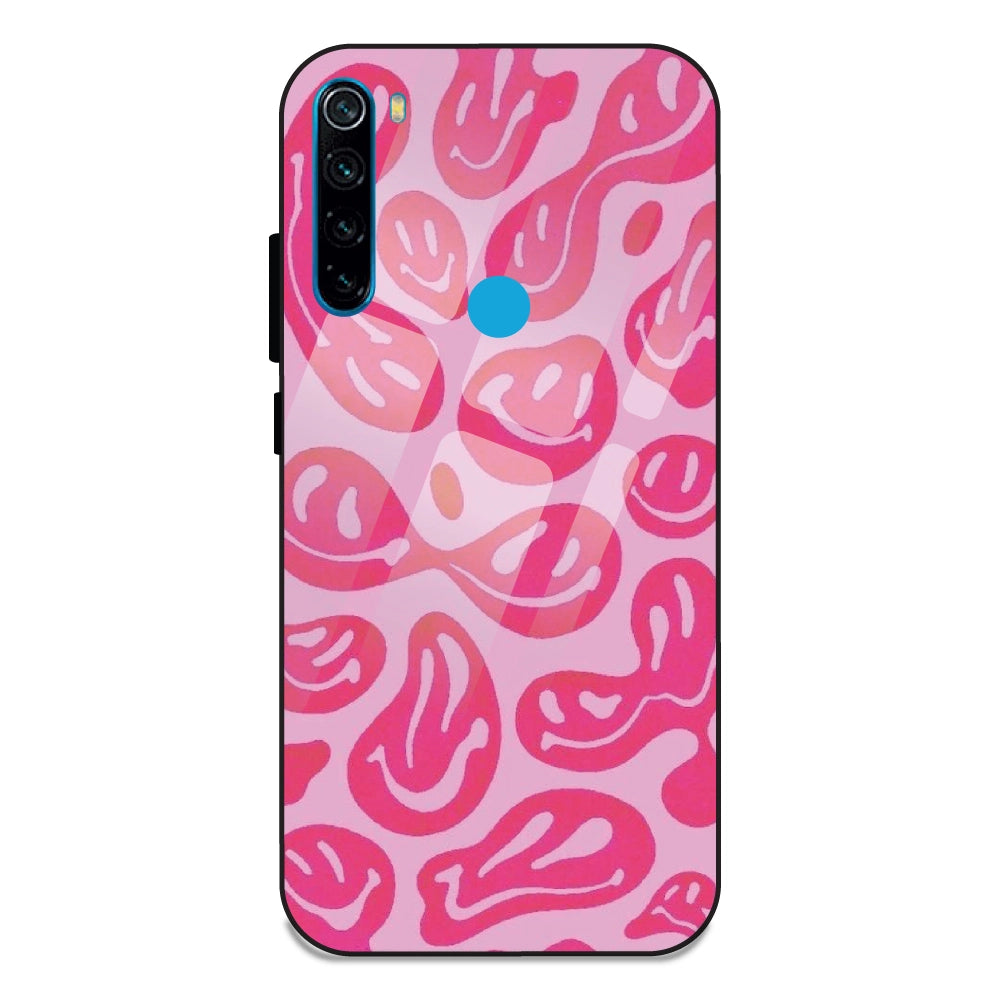 Pink Smilies - Glass Case For Redmi Note 8