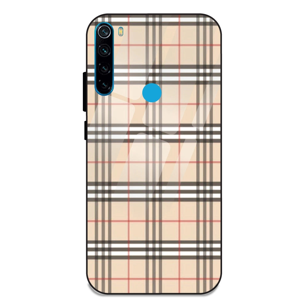 Yellow Checks - Glass Case For Redmi Note 8